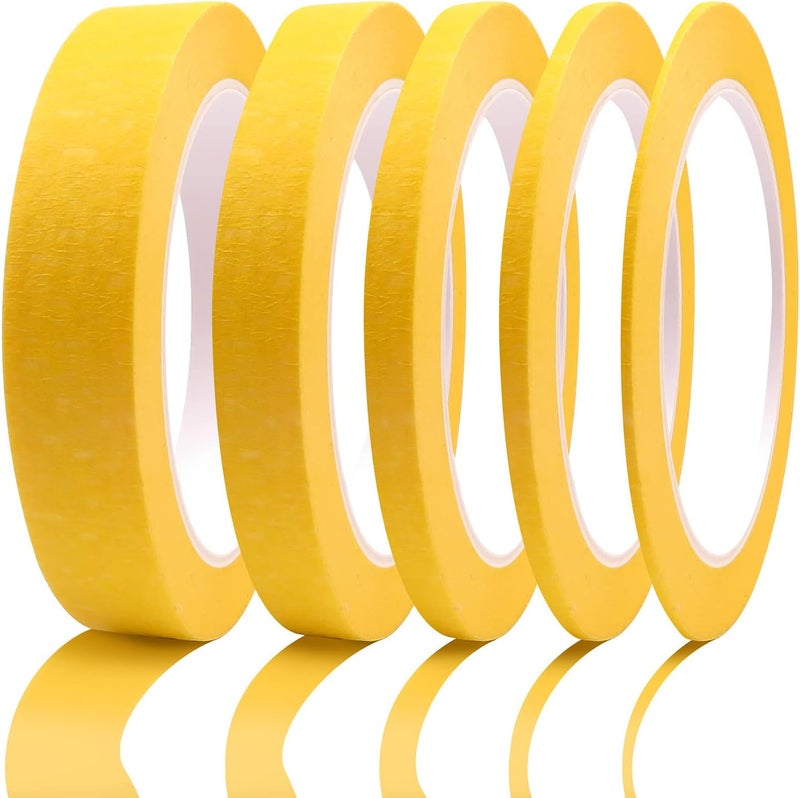 DOAY 5 Rolls Pinstripe Tape - Masking Tape 1/16", 1/8", 1/4", 1/2", 3/4" - Thin Painters Masking Automotive Tape for DIY, Car, Auto, Paint, Art, Tumblers (Yellow) - Image 1